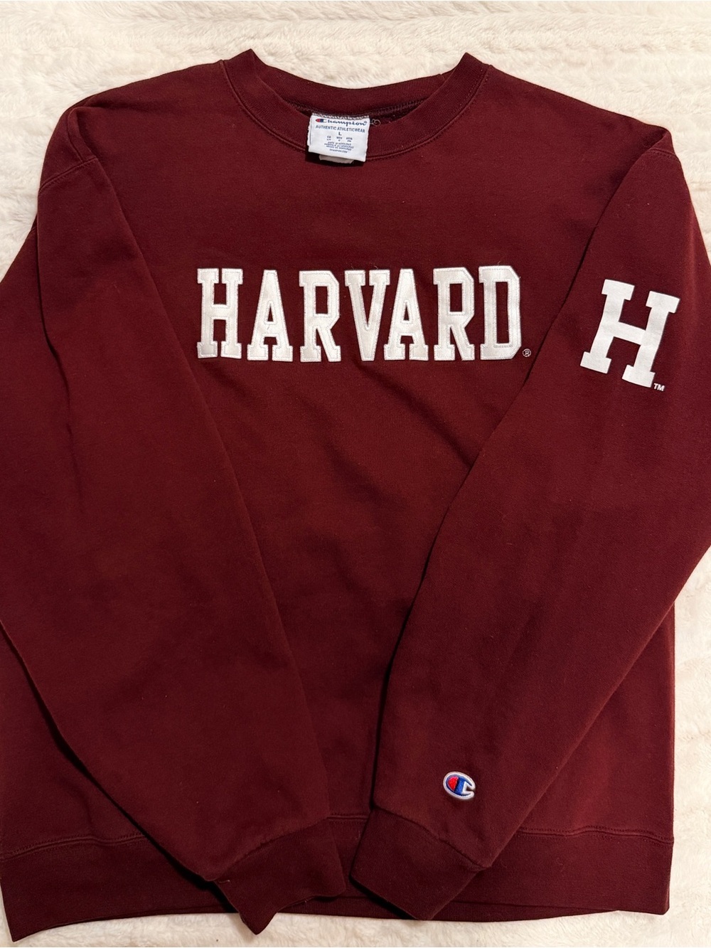 Champion Maroon Crewneck Sweatshirt with White Lettering